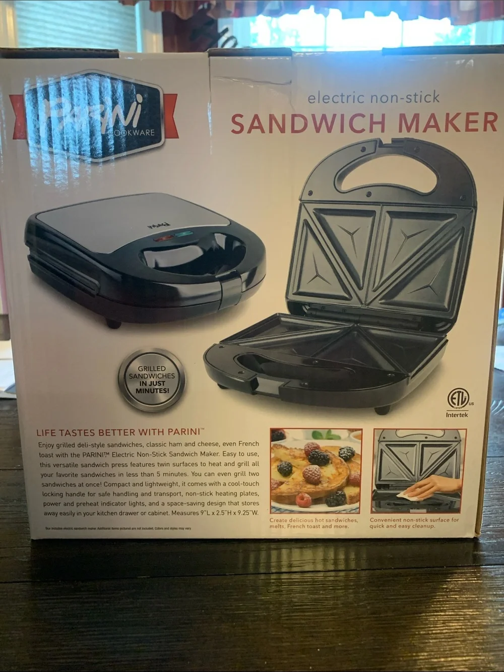 NEVER USED! Parini Black Electric Sandwich Maker - 2-Sandwich Non-Stick Grill